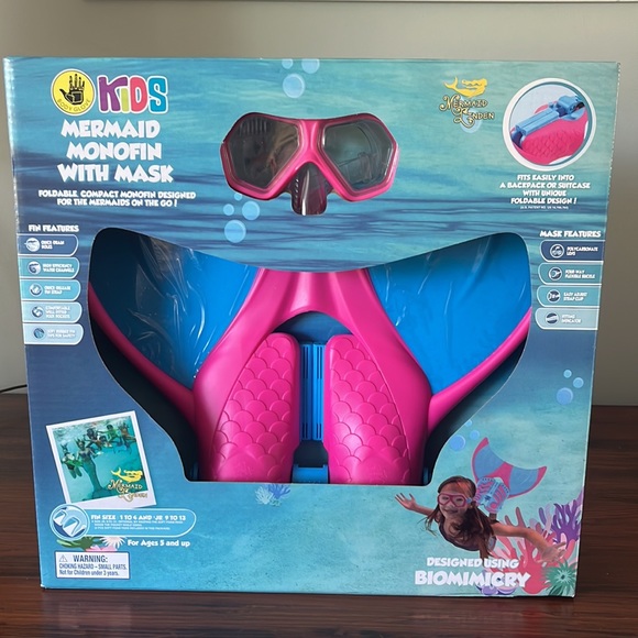 NEW IN BOX Body Glove Kids' Mermaid Fin with Mask Set Pink and Blue - Picture 3 of 8